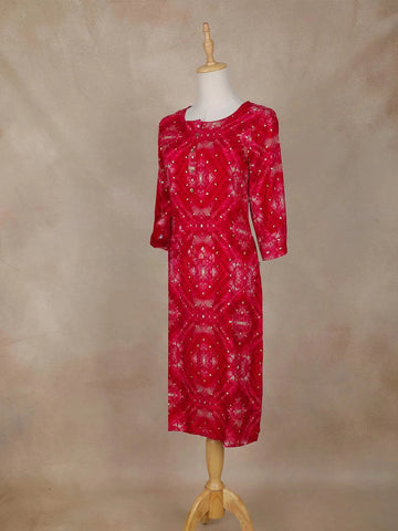 Pink Floral Printed Cotton Kurti - Diadem