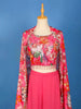 Pink Floral Printed Georgette Palazzo Salwar Suit Online - Diadem