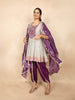 Purple Salwar Dhoti Suit Adorned with Sequins and Flower Design Paired with Dupatta - Diadem