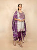 Purple Salwar Dhoti Suit Adorned with Sequins and Flower Design Paired with Dupatta - Diadem