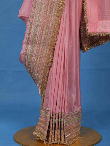 Light Pink Party Wear Tissue Saree - Diadem