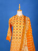 Orange Straight Cut Salwar Suit for Girls Adorned with Floral Prints, With Dupatta and Closed Collar - Diadem