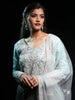 Teal Blue Floral Embroidered Net Sharara Salwar Suit - Diadem