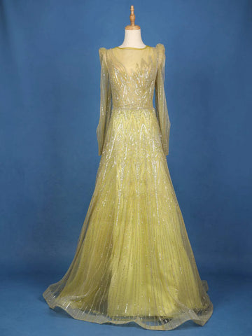 Pale Green Net Geometric Embroidered Designed Bridal Gown - Diadem