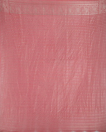 Pale Pink Floral Designed Bridal Banarasi Silk Saree - Diadem