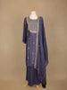 Purple Raw Silk Straight Cut Salwar Suit for Girls Adorned with Floral Embroidery Designs, Paired with Dupatta and 3/4 sleeves - Diadem