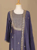 Purple Raw Silk Straight Cut Salwar Suit for Girls Adorned with Floral Embroidery Designs, Paired with Dupatta and 3/4 sleeves - Diadem
