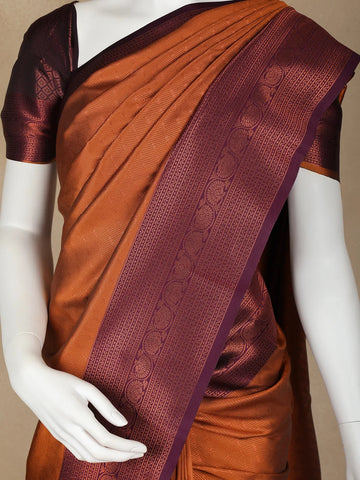 Burnt Orange Vine Design Art Silk Saree - Diadem