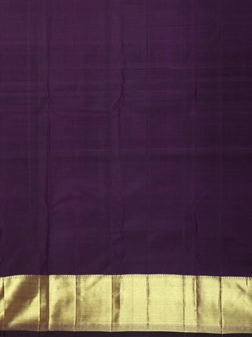 Dark Purple Floral Motifs Pure Kanchipuram Silk Saree - Diadem