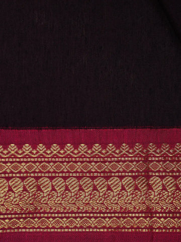 Black Floral Designed Cotton Saree - Diadem