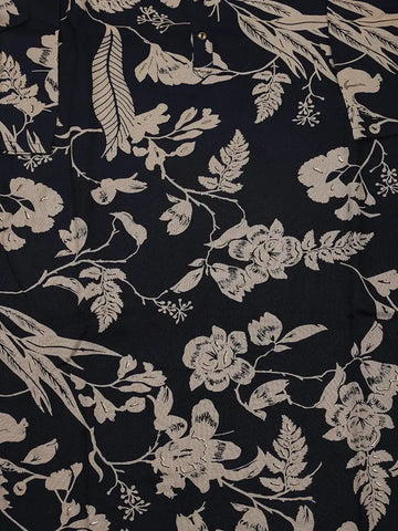 Black Floral Printed Cotton Rayon Kurti - Diadem
