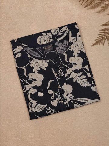 Black Floral Printed Cotton Rayon Kurti - Diadem