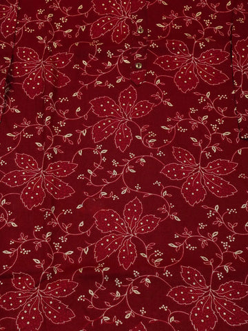 Maroon Floral Printed Cotton Rayon Kurti - Diadem