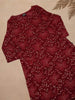 Maroon Floral Printed Cotton Rayon Kurti - Diadem