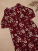 Maroon Printed Cotton Rayon Kurti with Pastel Floral Design - Diadem
