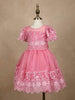 Pink Floral Embroidery Organza Party Wear Gown for Girls - Diadem
