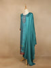 Teal Blue Marble Print Cotton Linen Straight Cut Salwar Suit - Diadem