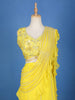 Bright Yellow 3D Georgette Sangeet Lehenga with Floral Embroidery - Diadem