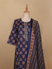 Dark Blue Floral Designed Cotton Salwar Suit - Diadem