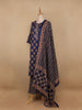 Dark Blue Floral Designed Cotton Salwar Suit - Diadem