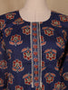 Dark Blue Floral Designed Cotton Salwar Suit - Diadem