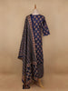 Dark Blue Floral Designed Cotton Salwar Suit - Diadem