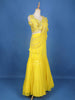 Bright Yellow 3D Georgette Sangeet Lehenga with Floral Embroidery - Diadem