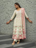 White Floral Printed Synthetic Salwar Suit - Diadem