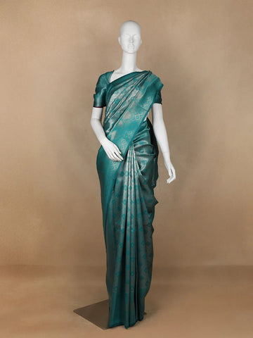 Teal Green Floral Butta Art Silk Saree - Diadem