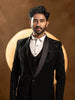 Black Floral Designed 3-Piece Suit with Matching Blazer Coat - Diadem