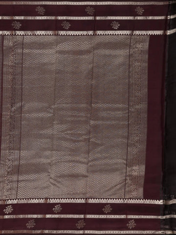 Dark Purple Checkered Woven Pure Kanchipuram Silk Saree - Diadem