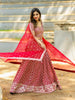 Dark Red Raw Silk Floral Designed Bridesmaid Lehenga - Diadem