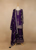 Dark Purple Crepe Geometric Palazzo Salwar Suit - Diadem