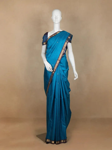 Blue Geometric Woven Pure Kanchipuram Silk Saree - Diadem