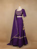 Dark Purple Floral Embroidered Raw Silk Bridesmaid Lehenga - Diadem