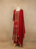 Red Floral Print Rayon Straight Cut Salwar Suit - Diadem