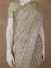 Pistachio Green Floral Embroidered Tissue Silk Saree with Scallop Border - Diadem