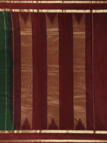 Bottle Green Plain Pure Kanchipuram Silk Saree - Diadem