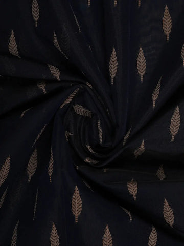 Black Leaf Designed Cotton Fancy Saree - Diadem