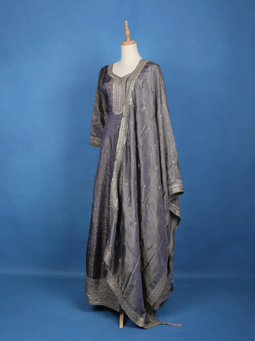 Smoky Lavender Sequins Embroidery Gown - Diadem