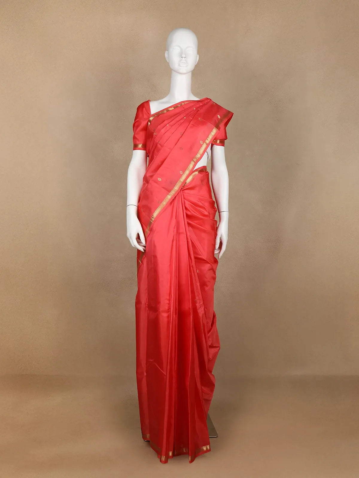 Dark Pink Rudraksha motif Woven Pure Kanchipuram Silk Saree - Diadem