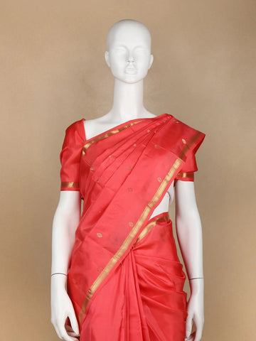 Dark Pink Rudraksha motif Woven Pure Kanchipuram Silk Saree - Diadem