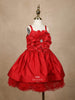 Red Semi Silk 3D Floral Designed Party Wear Gown for Girls - Diadem