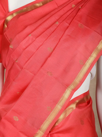 Dark Pink Rudraksha motif Woven Pure Kanchipuram Silk Saree - Diadem
