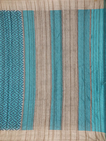 Sky Blue Abstract Designed Semi Tussar Silk Saree - Diadem