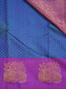 Blue Pure Kanchipuram Silk Saree With Floral Designs and Stripes On the Body with Contrast Zari Border - Diadem