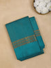 Teal Blue Stripes Woven Pure Kanchipuram Silk Saree - Diadem