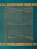 Teal Blue Stripes Woven Pure Kanchipuram Silk Saree - Diadem