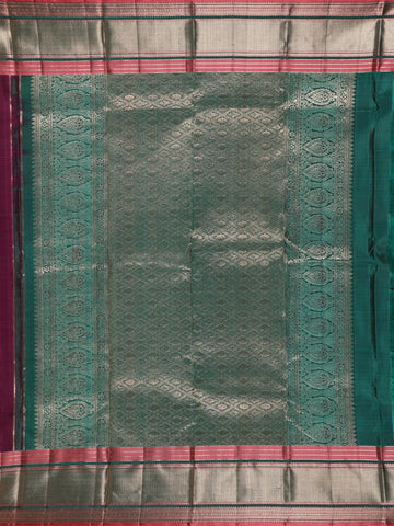 Dark Pink Floral Woven Pure Kanchipuram Silk Saree - Diadem