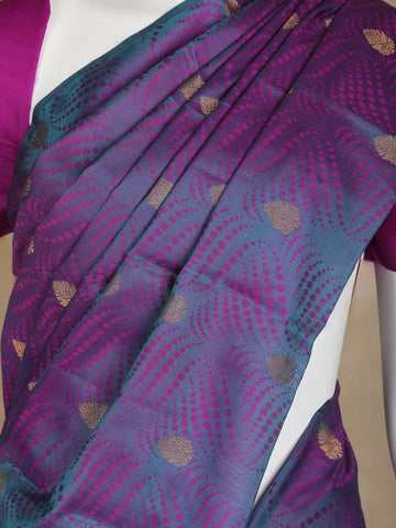 Navy Blue Floral Woven Pure Kanchipuram Silk Saree - Diadem
